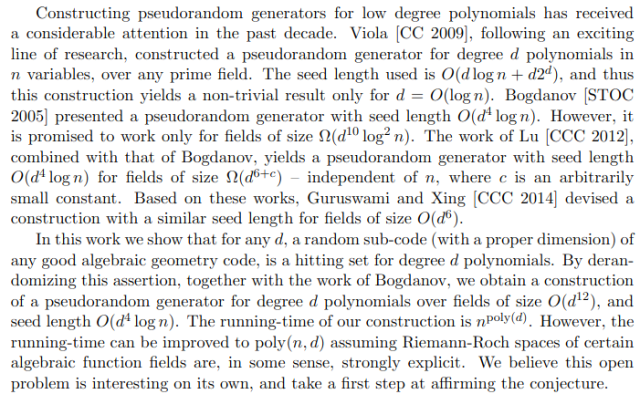 Pseudorandom Generators for Low Degree Polynomials from Algebraic Geometry Codes (2014) 10.1.1.696.5 2021-12-03 18-10-56 image0.png